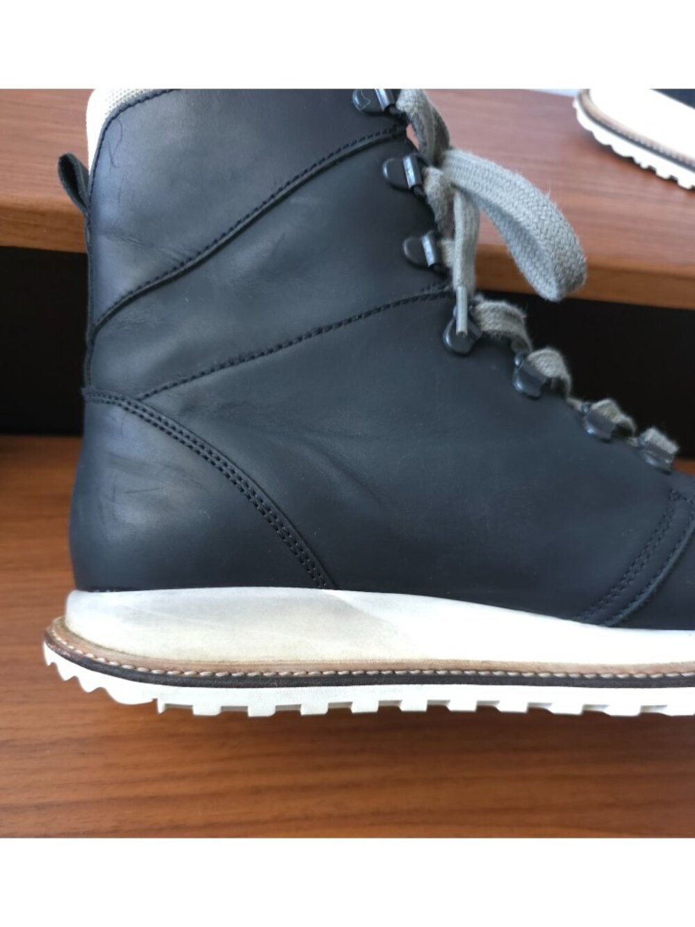 Rick Owens x Hood Rubber Co LACE UP DIRT GRAFTON Black Leather Boots Sz EU39/US6 - Picture 10 of 13